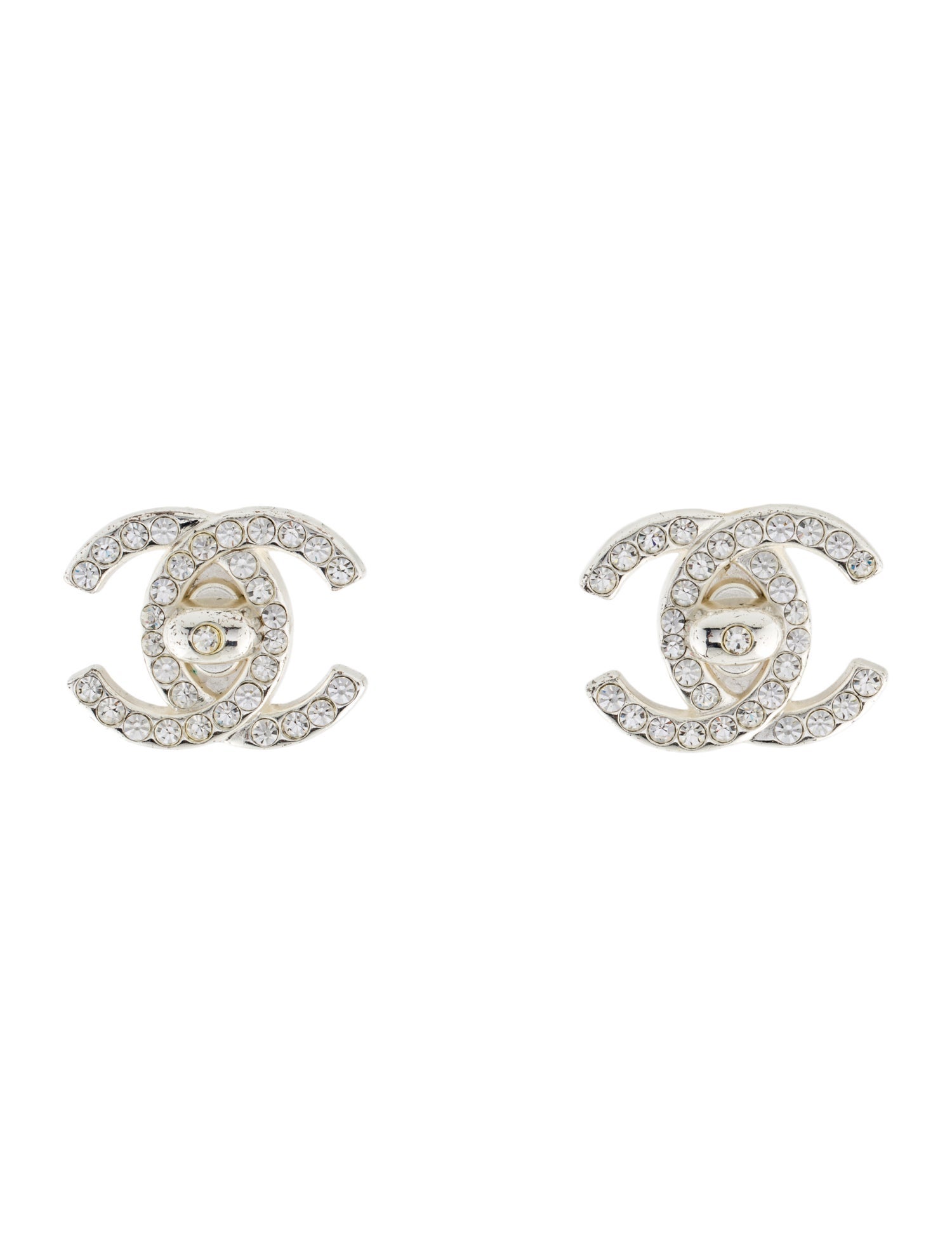 Chanel Vintage Strass CC Turn-Lock Clip-On Earrings