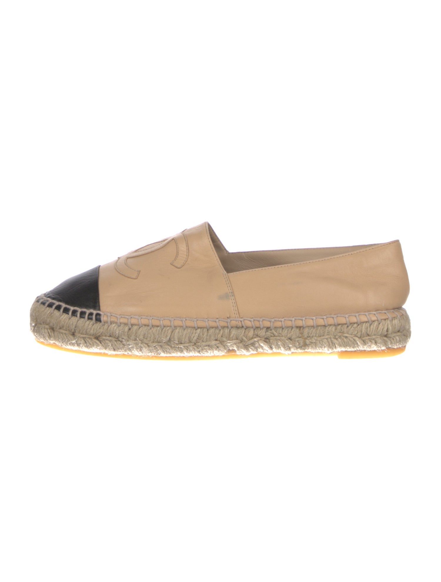 Chanel Interlocking CC Logo Leather Espadrilles