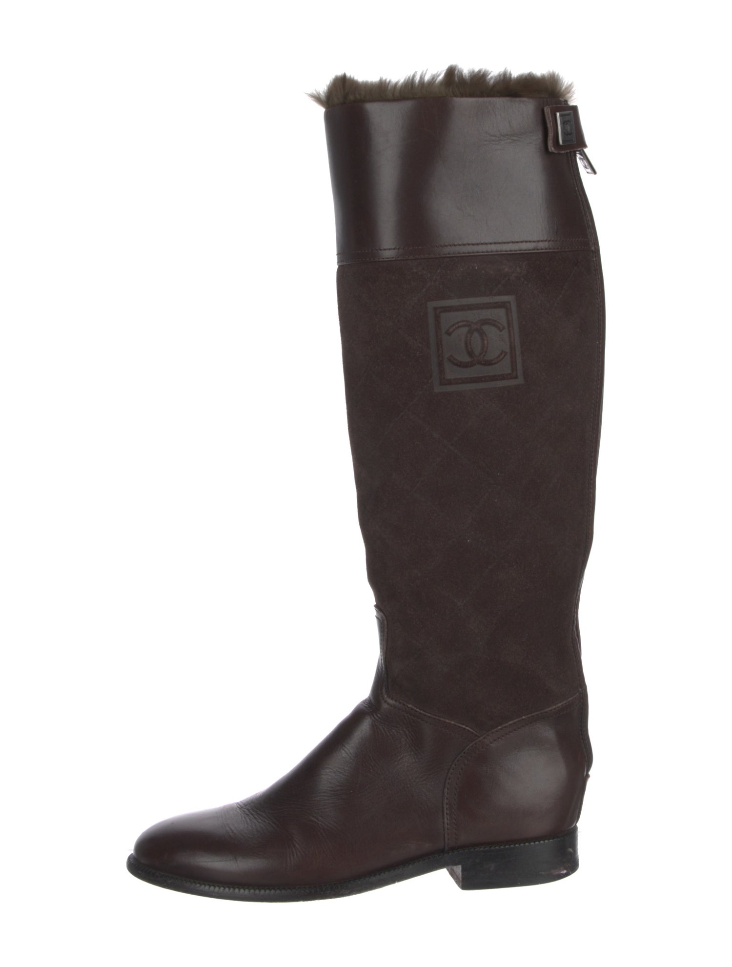 Chanel Interlocking CC Logo Leather Riding Boots