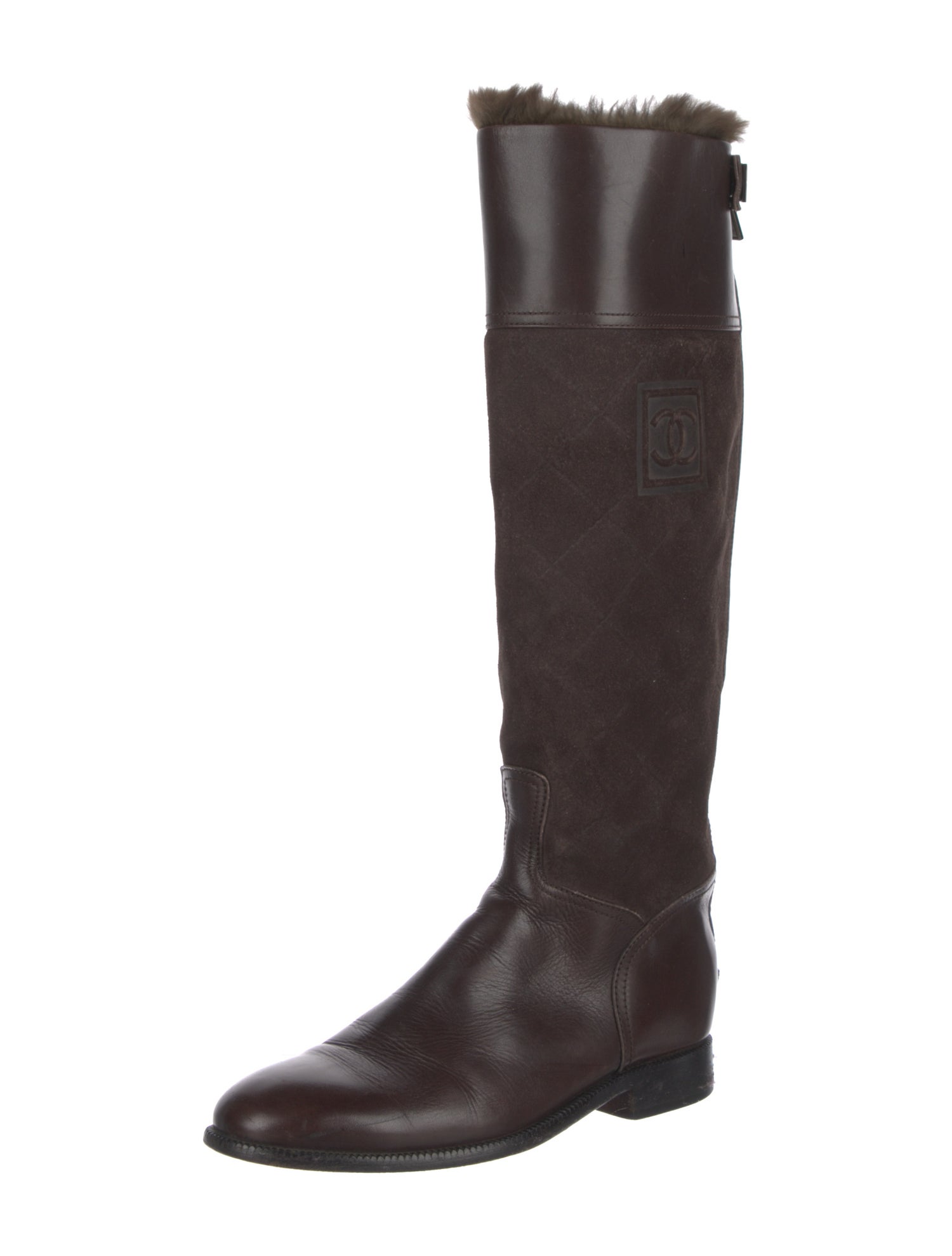 Chanel Interlocking CC Logo Leather Riding Boots