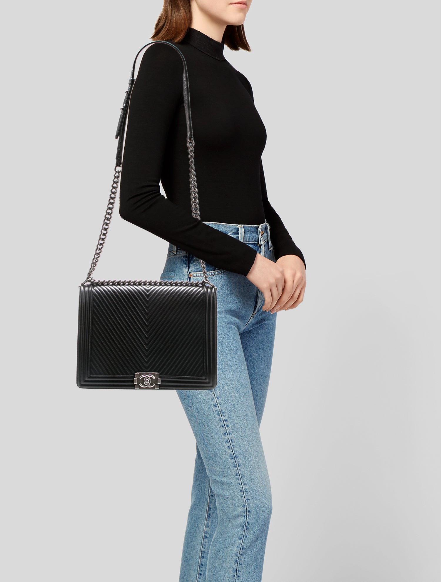 Chanel XL Chevron Boy Bag