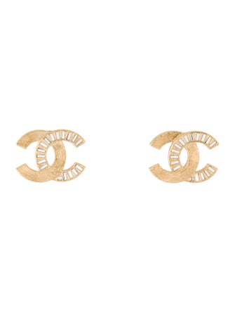 Chanel 2024 Strass CC Stud Earrings
