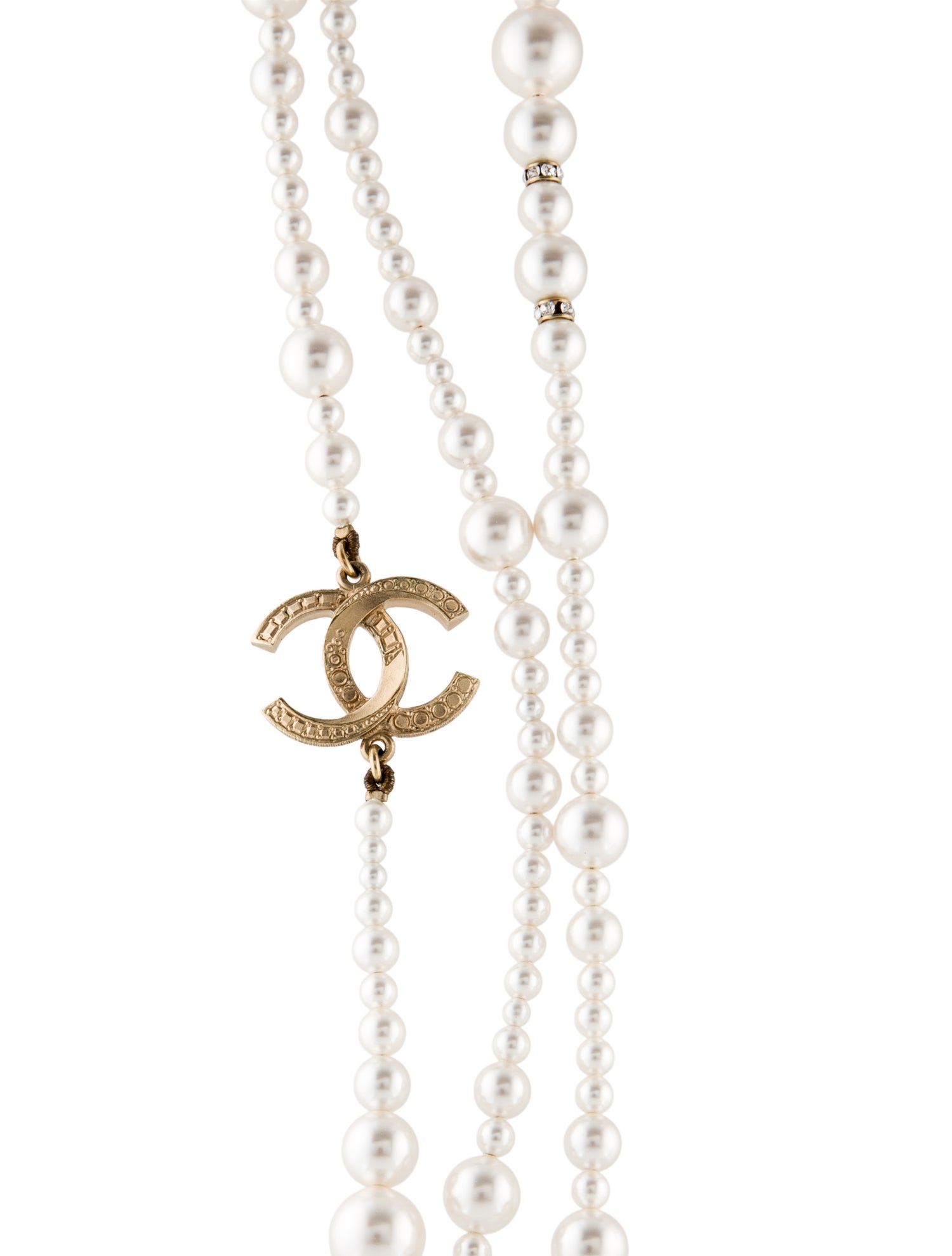 Chanel Faux Pearl & Strass CC Multi-Strand Necklace
