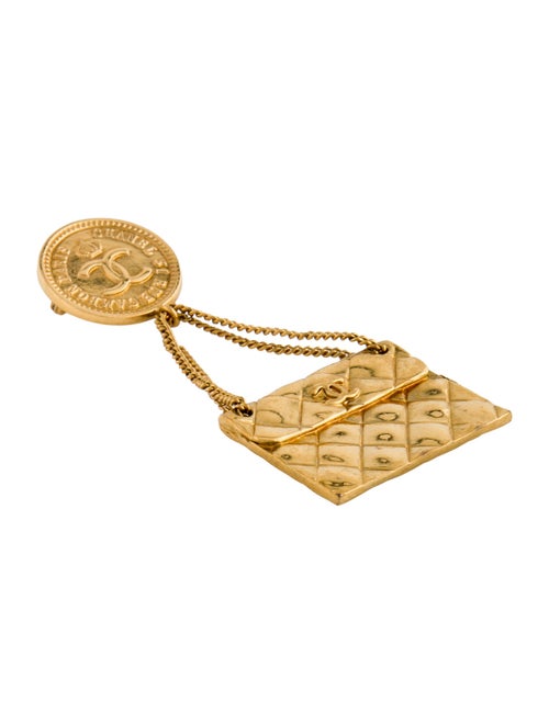 Chanel Vintage CC Quilted Purse Brooch