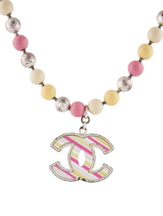 Chanel Multicolor Beaded CC Pendant Necklace