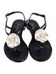 Chanel Interlocking CC Logo Patent Leather T-Strap Sandals