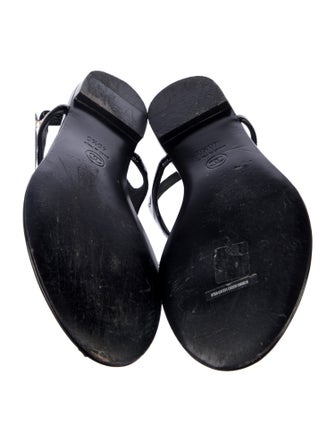 Chanel Interlocking CC Logo Patent Leather T-Strap Sandals