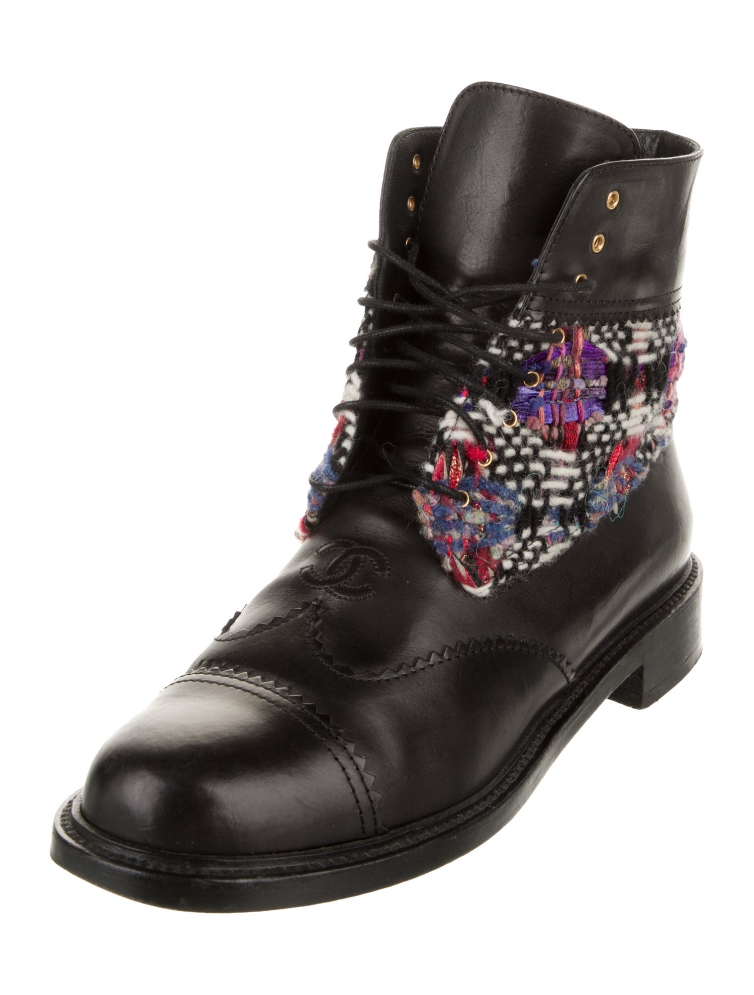 Chanel 2016 Interlocking G Logo Combat Boots