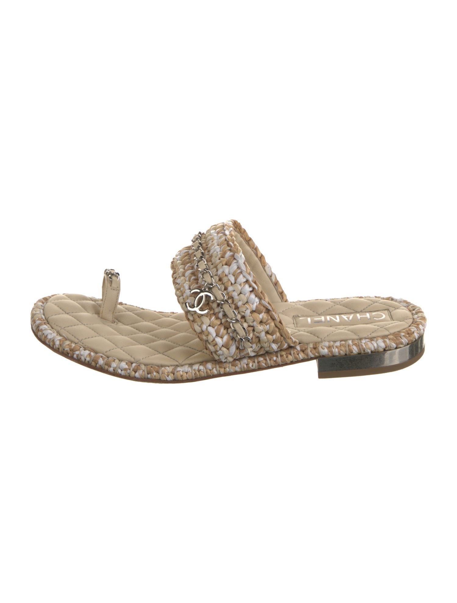 Chanel Interlocking CC Logo Raffia Espadrilles