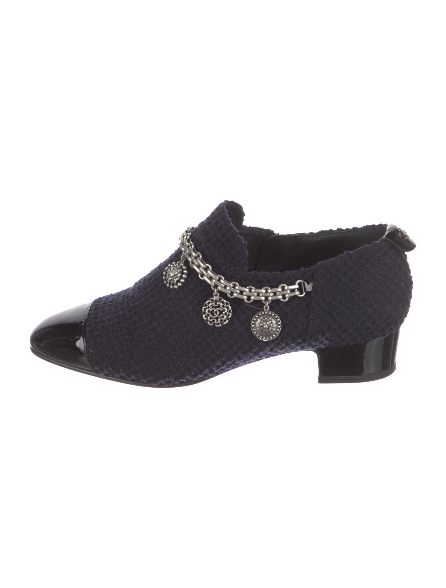 Chanel Interlocking CC Logo Tweed Mules