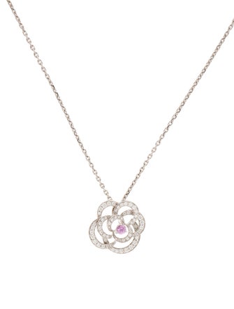 Chanel 18K Sapphire & Diamond Fil De Camelia Pendant Necklace