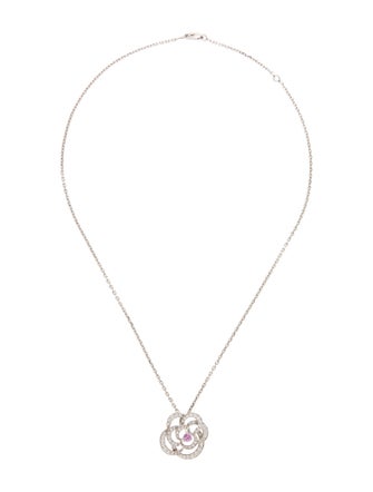 Chanel 18K Sapphire & Diamond Fil De Camelia Pendant Necklace