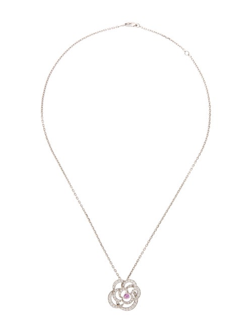 Chanel 18K Sapphire & Diamond Fil De Camelia Pendant Necklace