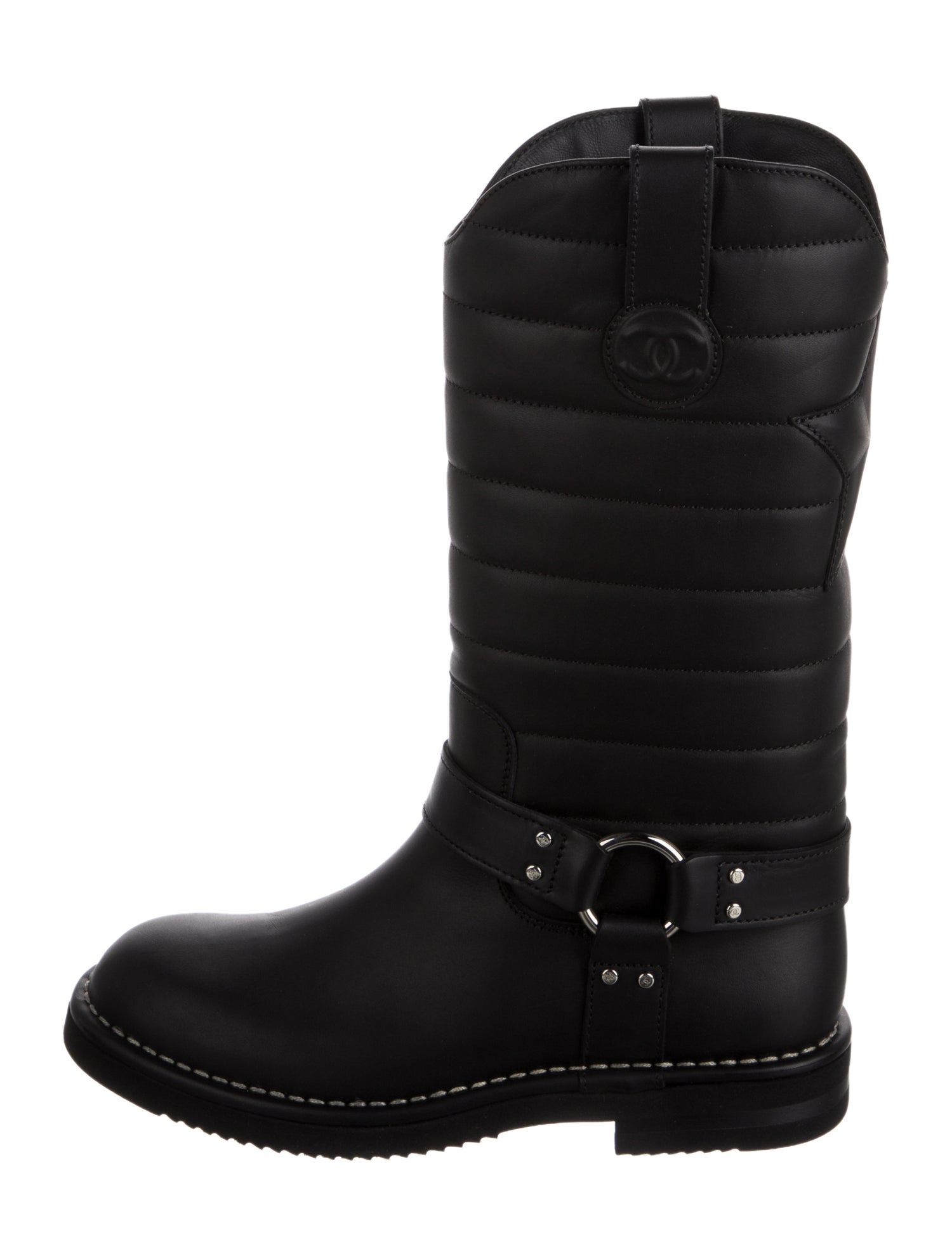 Chanel 2014 Interlocking CC Logo Moto Boots