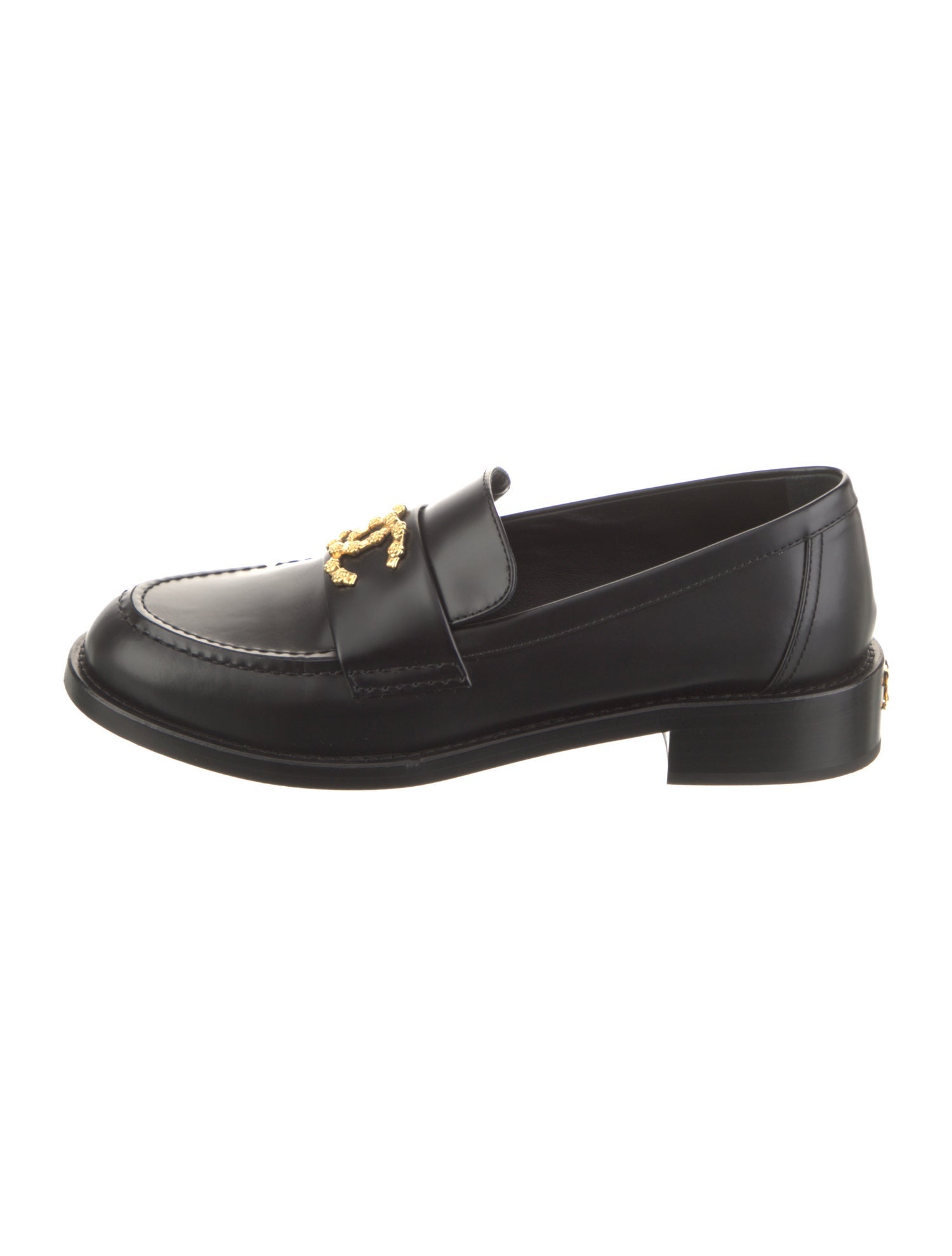 Chanel Interlocking CC Logo Leather Loafers
