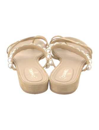 Chanel Interlocking CC Logo Suede Slides