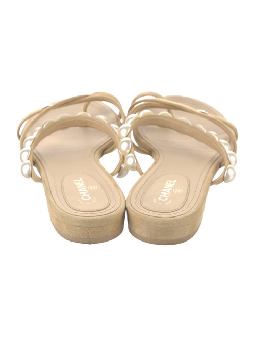 Chanel Interlocking CC Logo Suede Slides