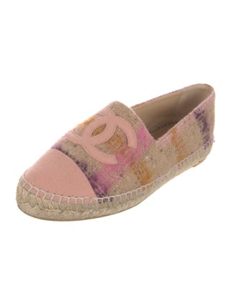 Chanel Interlocking CC Logo Tweed Espadrilles