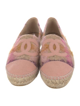 Chanel Interlocking CC Logo Tweed Espadrilles