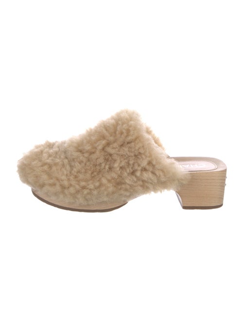 Chanel Interlocking CC Logo Shearling Mules