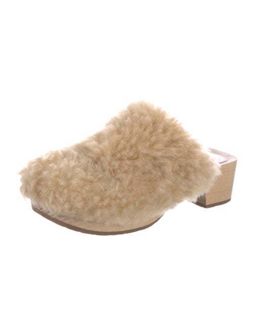 Chanel Interlocking CC Logo Shearling Mules