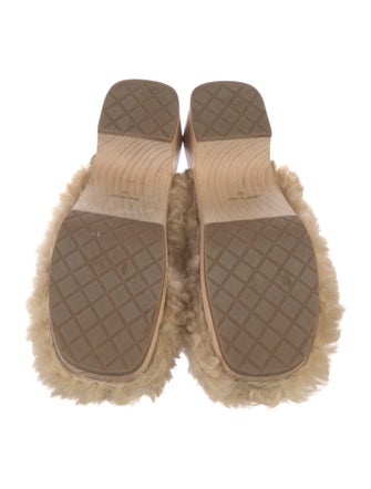 Chanel Interlocking CC Logo Shearling Mules