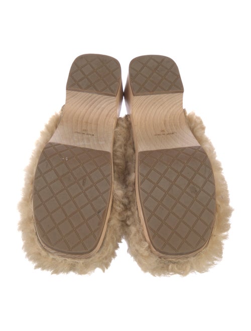 Chanel Interlocking CC Logo Shearling Mules