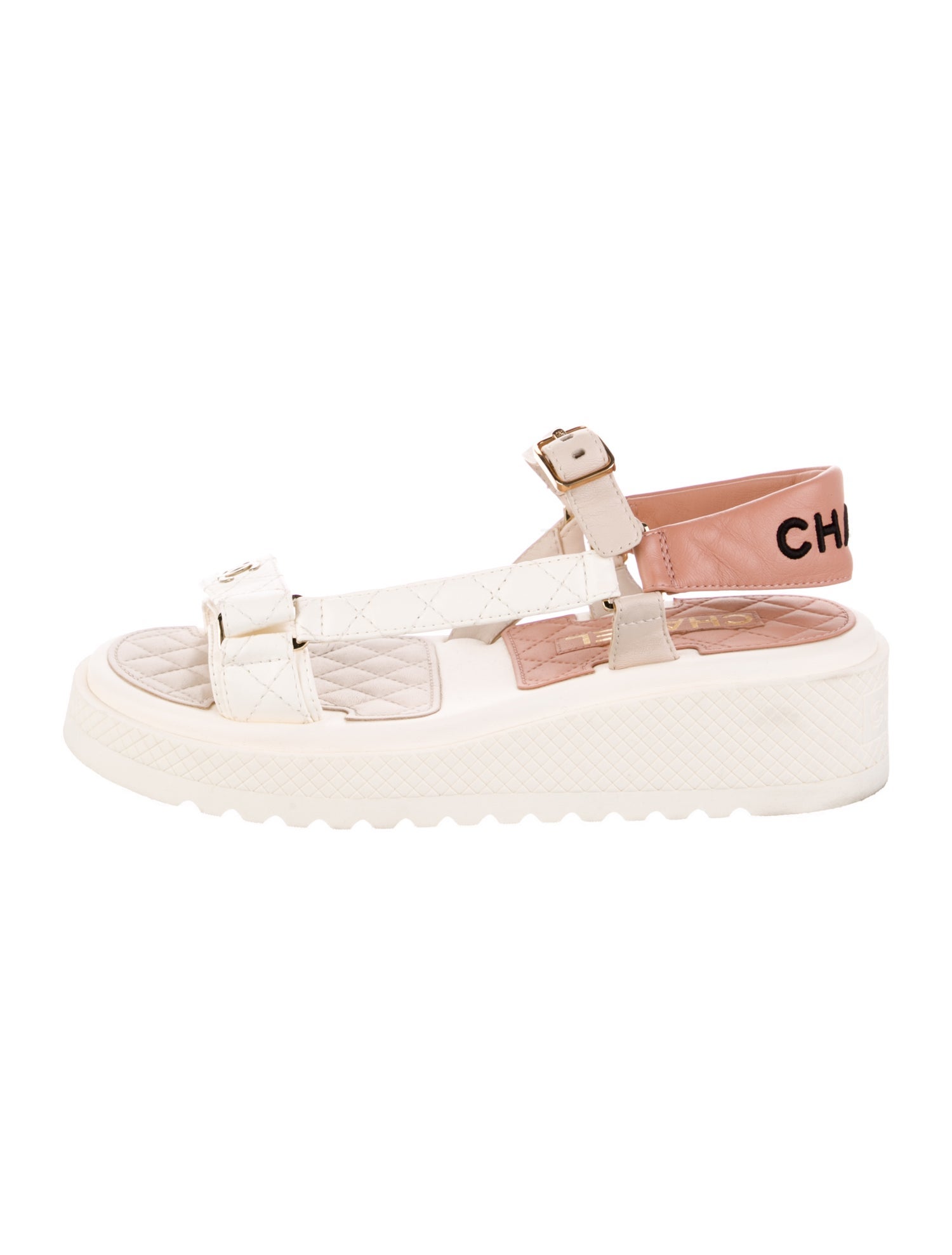 Chanel Interlocking CC Logo Leather Gladiator Sandals