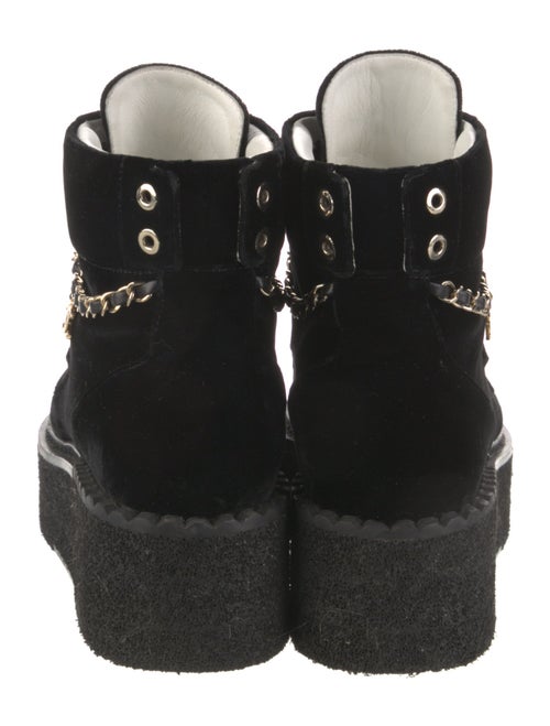 Chanel Interlocking CC Logo Velvet Combat Boots