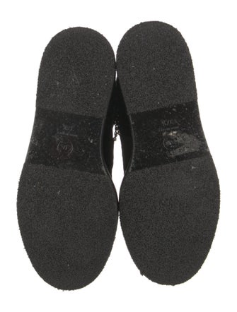 Chanel Interlocking CC Logo Velvet Combat Boots