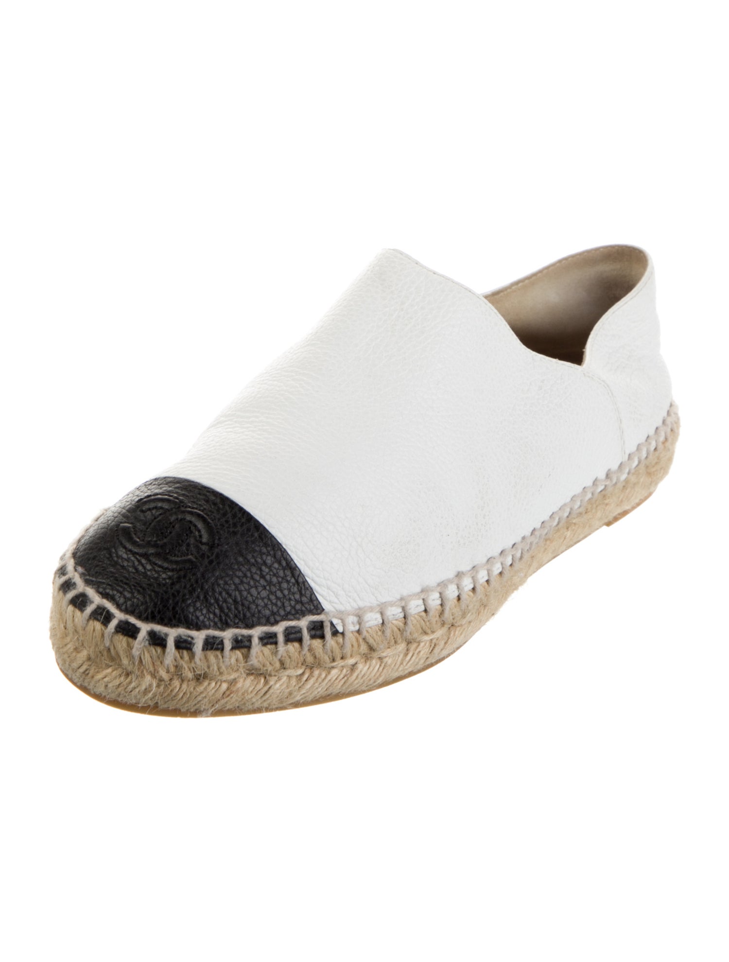 Chanel Interlocking CC Logo Leather Espadrilles