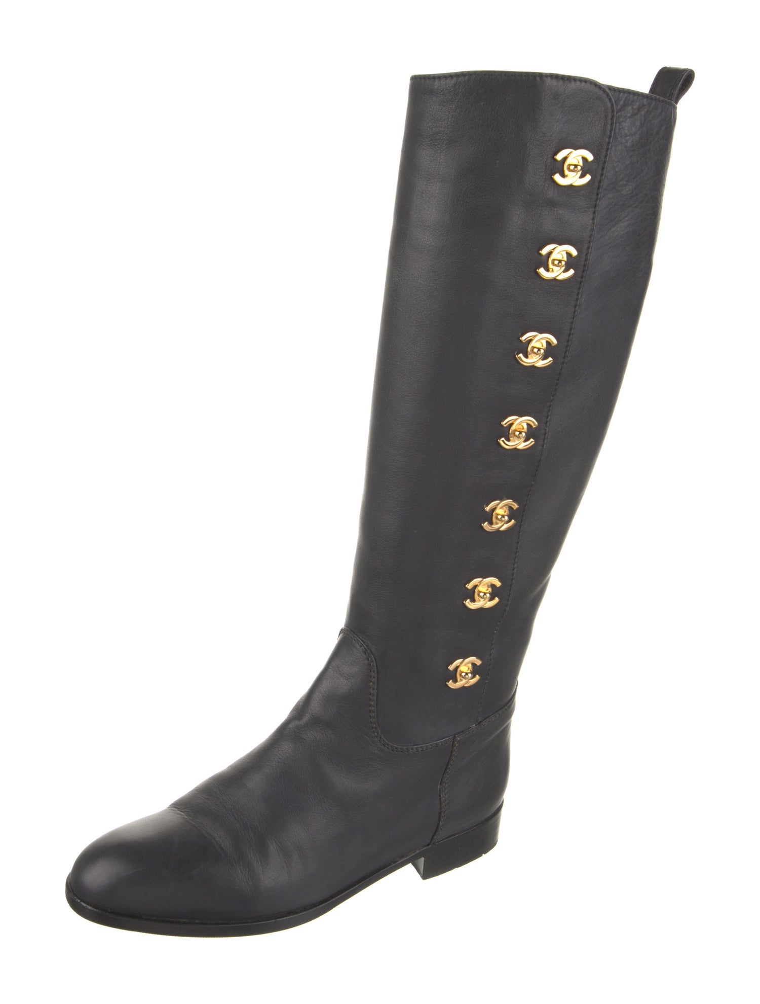 Chanel Vintage Interlocking CC Logo Riding Boots