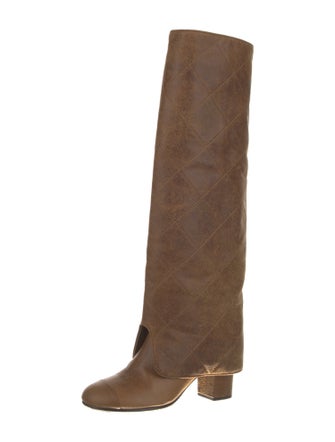 Chanel Interlocking CC Logo Leather Riding Boots