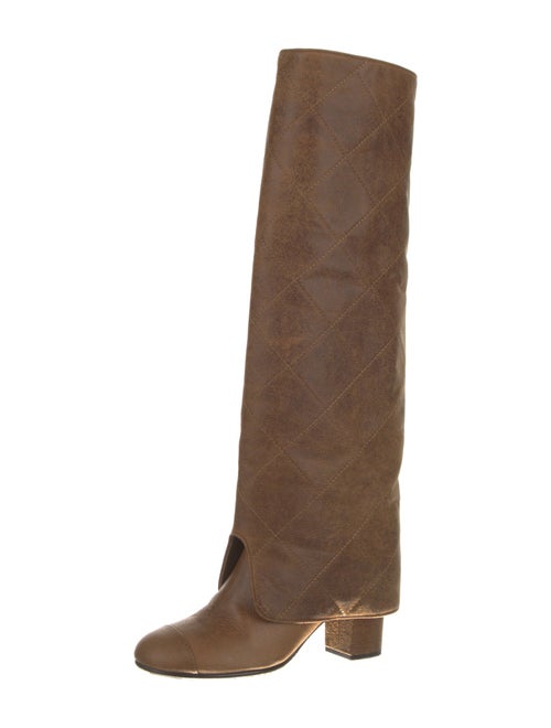 Chanel Interlocking CC Logo Leather Riding Boots