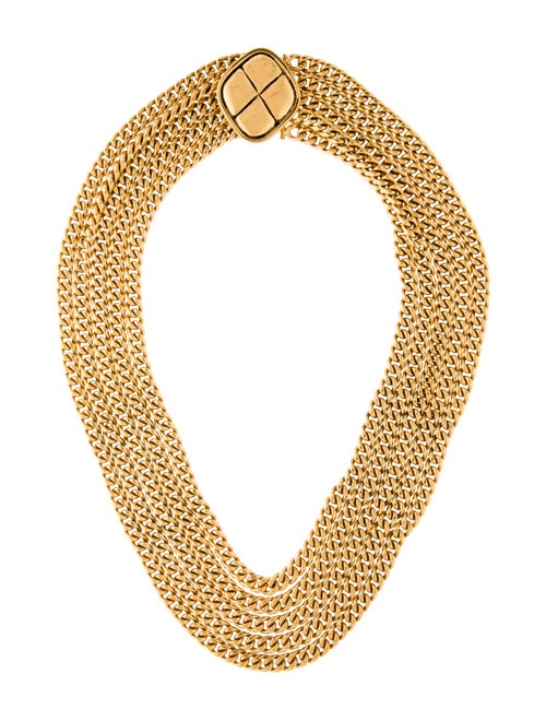 Chanel Vintage Multi-Chain Quilted Drape Collar Necklace