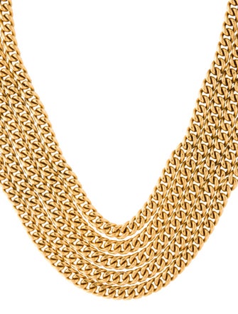 Chanel Vintage Multi-Chain Quilted Drape Collar Necklace