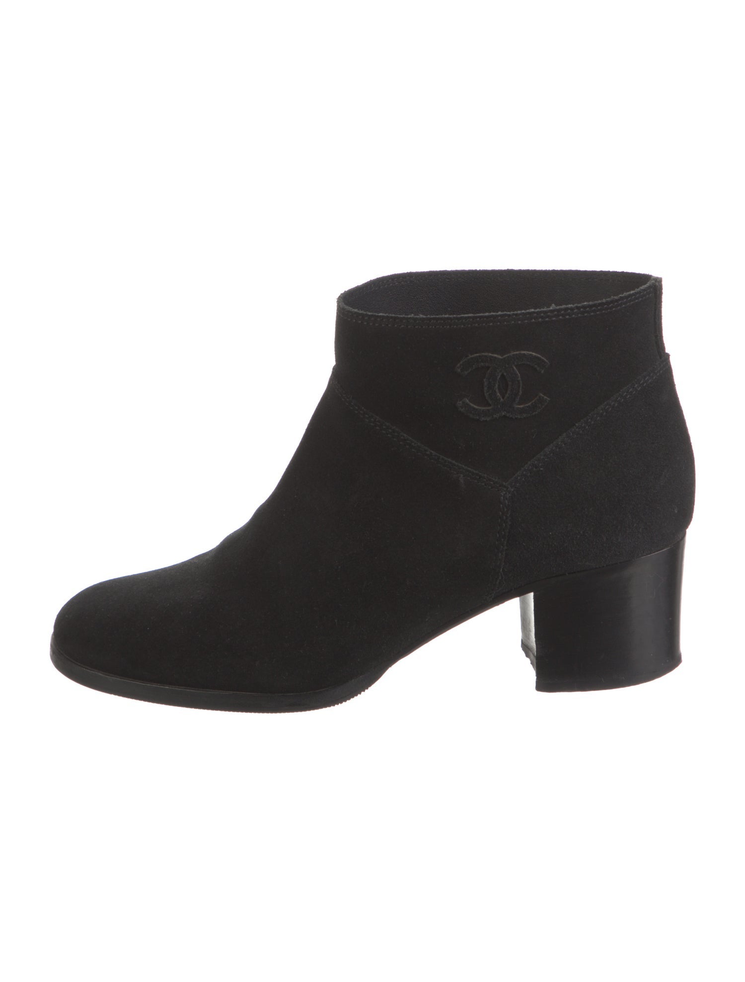 Chanel Interlocking CC Logo Suede Boots
