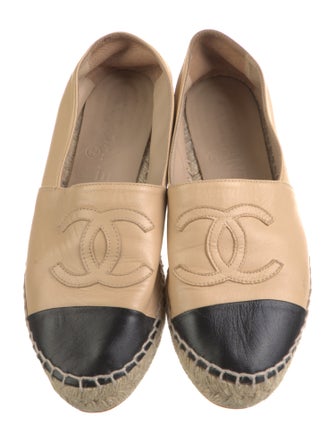 Chanel Interlocking CC Logo Leather Espadrilles