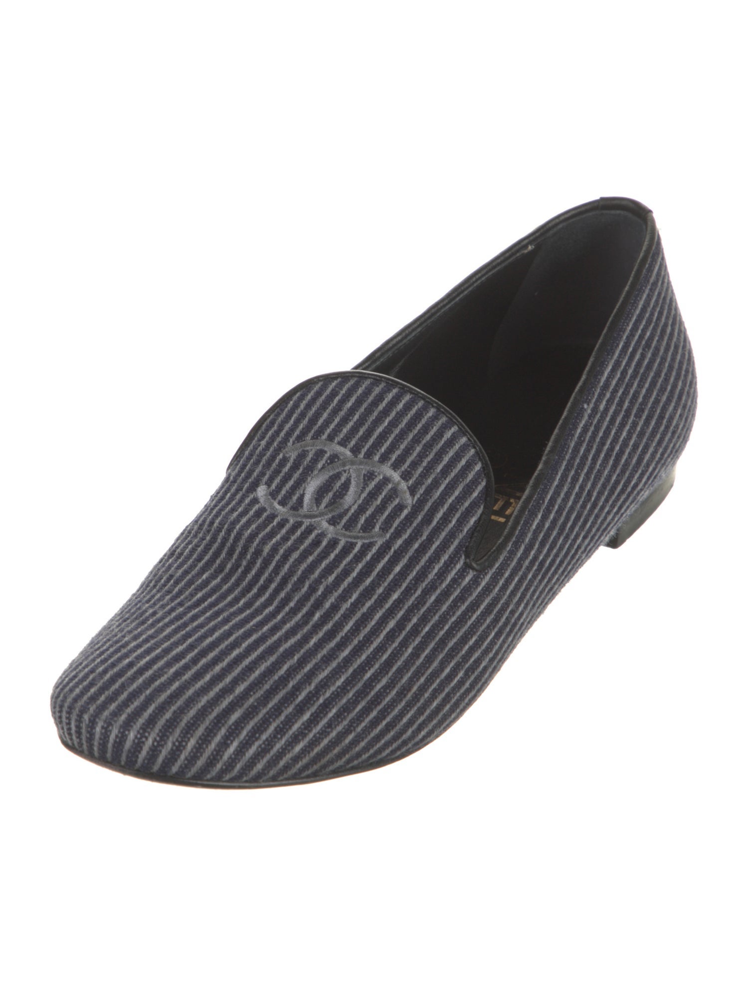 Chanel Interlocking CC Logo Embroidered Accent Loafers