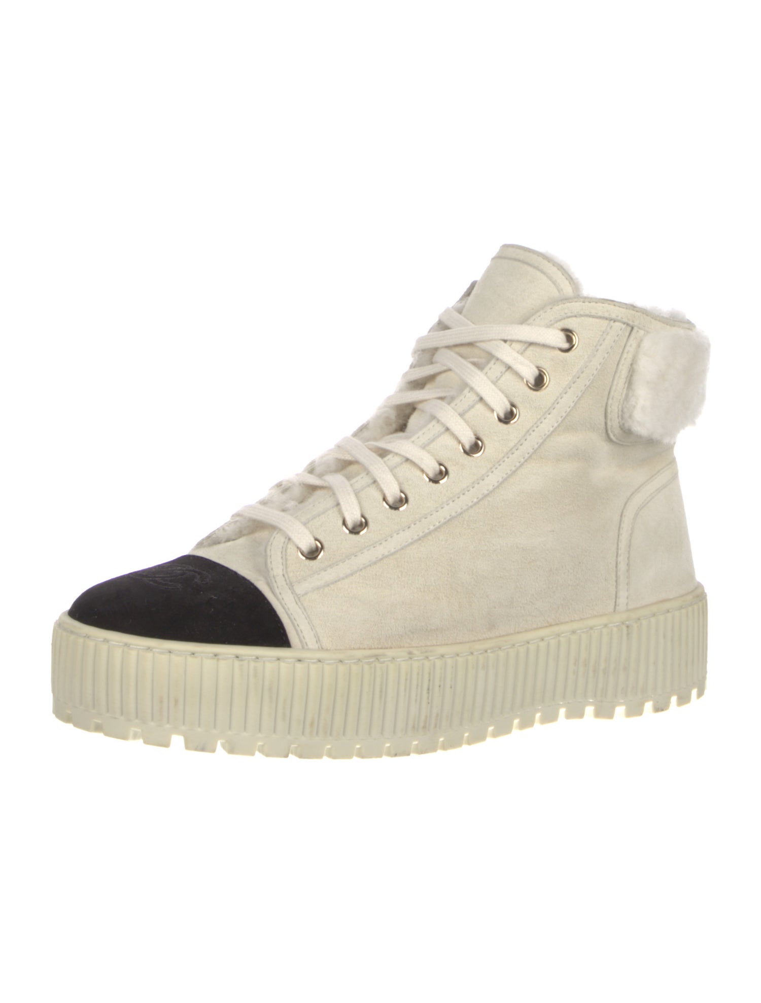 Chanel Interlocking CC Logo Suede Sneakers