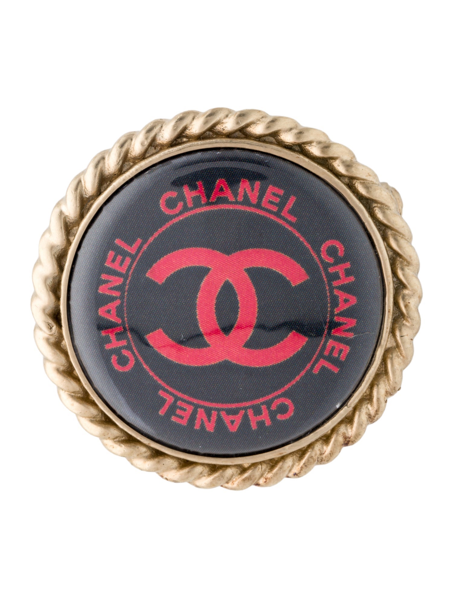 Chanel Resin CC Button Brooch