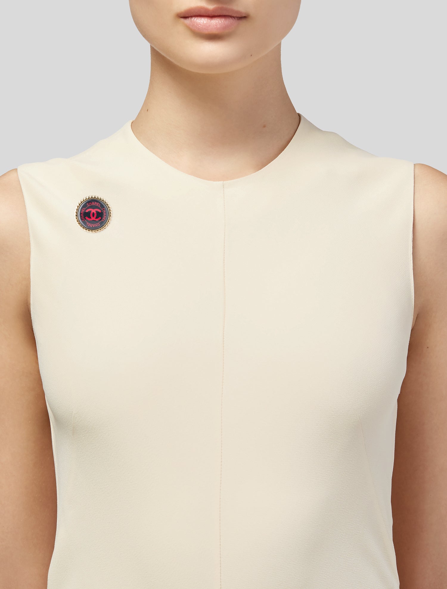 Chanel Resin CC Button Brooch