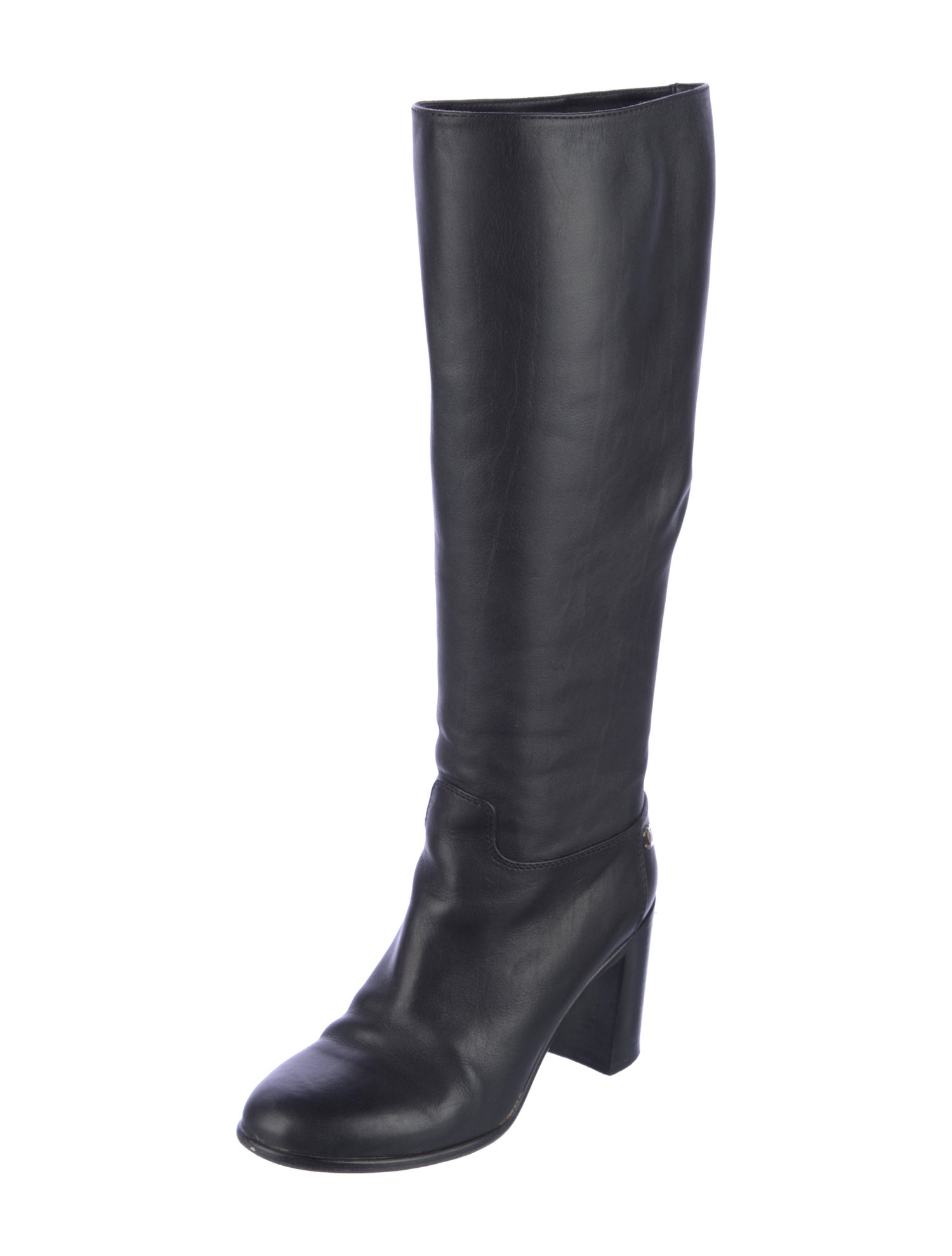 Chanel Interlocking CC Logo Leather Riding Boots