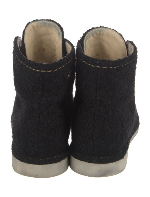 Chanel Interlocking CC Logo Tweed Lace-Up Boots