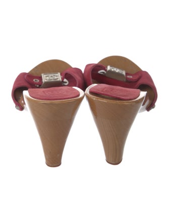 Chanel Interlocking CC Logo Suede Slides
