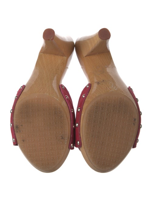 Chanel Interlocking CC Logo Suede Slides