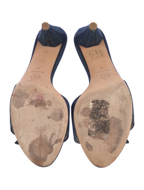 Chanel Interlocking CC Logo Denim Slides