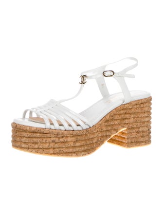 Chanel Interlocking CC Logo Patent Leather Espadrilles