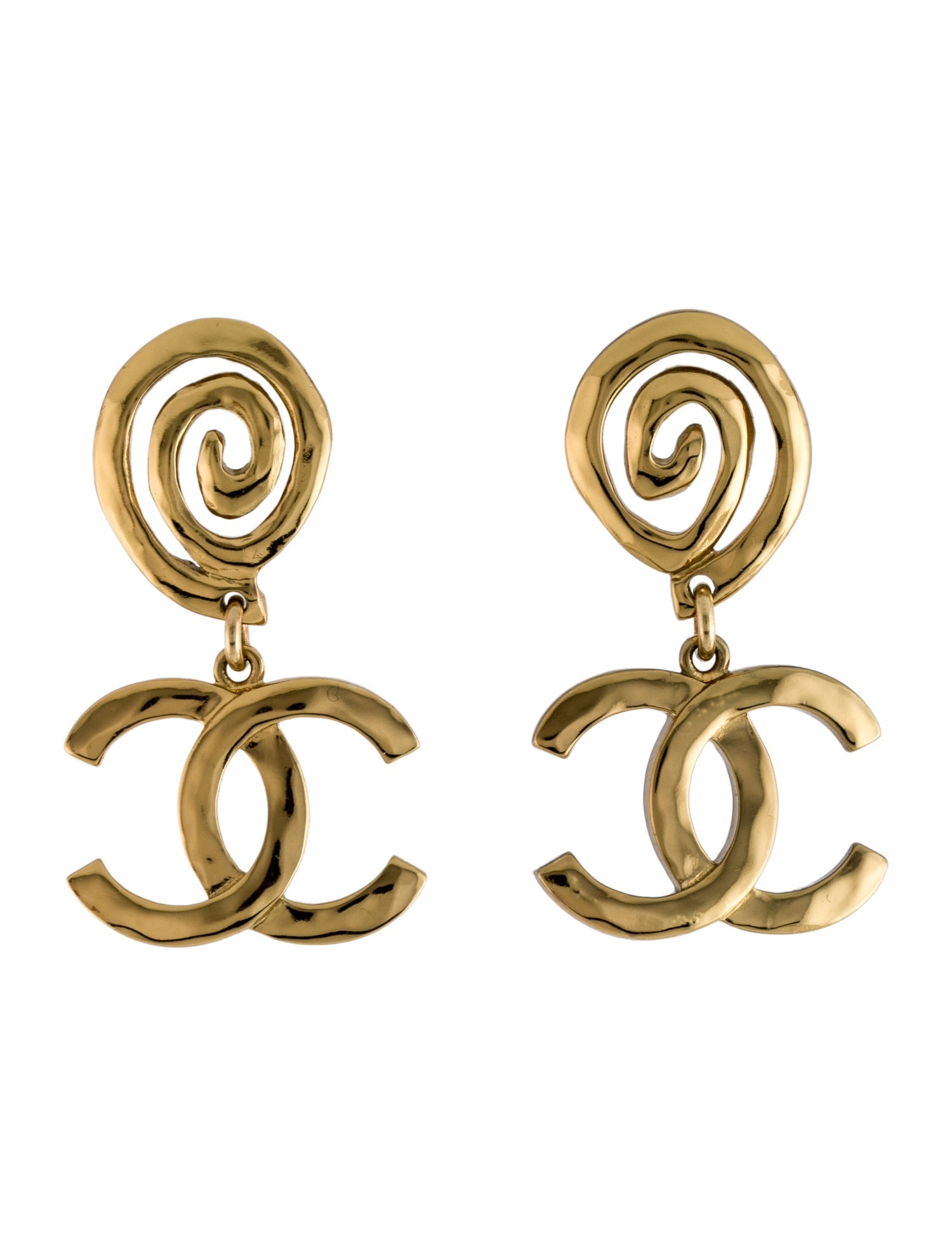Chanel Swirl CC Drop Earrings