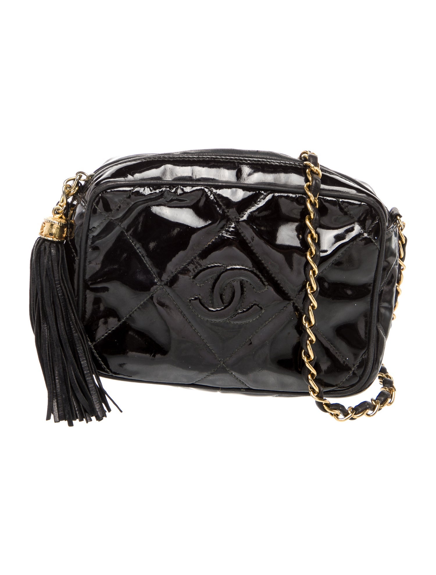 Chanel Patent CC Diamond Camera Bag